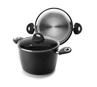 IBILI - Olla natura con tapa de cristal, 20 cms, Antiadherente estilo piedra, Apta para induccion