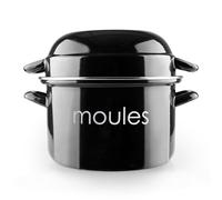 IBILI - Olla para mejillones negra, 22 cm, Acero esmaltado, Apta para induccion