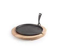 IBILI - Plato Hierro Fundido de 30 cms con Base de Madera de Haya