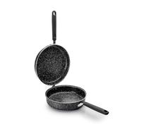 IBILI - Sarten doble para tortilla patatas natura, 20 cms, Aluminio, Antiadherente estilo piedra, Apto para induccion. Voltea tortilla