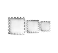 IBILI - Set 3 Cortapastas Cuadrados Ondulados, Acero inoxidable, 3,5-4,5-6 cms