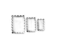 IBILI - Set 3 Cortapastas Rectangulares Ondulados, Acero Inoxidable, 4,5 x 2,5/5,5 x 3,5/7 x 5 cms