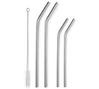 IBILI - Set 4 pajitas + cepillo limpiador, Acero Inoxidable, Reutilizable