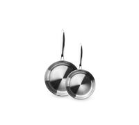 IBILI - Set de 2 Sartenes 20 y 26 cms, tricapa triply Natural, Acero inoxidable, Apto para induccion, sin antiadherente, Juego de 2 sartenes