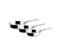 IBILI - Set de 3 Sartenes 18-22 y 26 cms, 5 capas, 5ply Element, Acero inoxidable, Apto para induccion, sin antiadherente, Juego de 3 sartenes