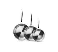 IBILI - Set de 3 Sartenes 20-24 - 26 cms, Tricapa Triply Natural, Acero Inoxidable, Apto para Inducción, sin Antiadherente
