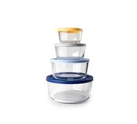 Ibili – Set de 4 tapers redondos Eco – Borosilicato con tapa de plástico