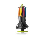 Ibili Set de 6 Utensilios de Cocina + Soporte Colorful Nylon, Ergonómico y Stainless Steel