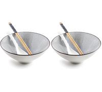 IBILI - Set para Ramen Hakata, Cuenco + Cuchara + 2 Palillos, Porcelana (Paquete de 2)