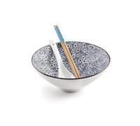 IBILI - Set para Ramen Sapporo, Cuenco + Cuchara + 2 Palillos, Porcelana