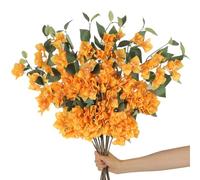 ICBOX 10 flores artificiales de buganvilla de 29.5 pulgadas, color naranja, flores falsas de seda, ramas, tallos de flores de buganvilla sintética para el hogar, jardín, decoración de bricolaje
