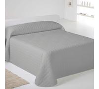 ICEHOME - Colcha Bouti Reversible Lisa - Microfibra Extra Suave de Alta Calidad - Blanco/Gris/Beige - Acolchado a Rombos - Cama 90-105/135/150/180 - Relleno ligero 70 gramos - Fabricado en España