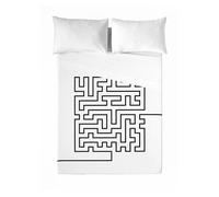 Icehome - juego de sábanas estampadas 2 piezas cama 135 - algodón extra suave - incluye sábana encimera + 1 funda de almohada - laberinth