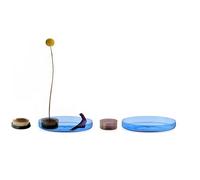 Ichendorf Milano - Juego de 2 bandejas de Cristal + 1 Flor de latón, Rosa y Azul, colección Kenzan, Hecho a Mano