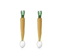 Ichendorf Milano - Juego de 2 cucharillas de zanahoria | Colección Vegetables | H 15 cm | Vidrio Borosilicato | Hecho a Mano
