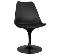 Iconik Interior Tulip Style Silla de Comedor - Silla Giratoria Negra - Tulipán Negro