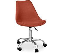 Iconik Interior Tulip Style - Silla de oficina acolchada con ruedas - Tulipán naranja