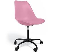 Iconik Interior Tulip Style Silla de oficina con ruedas - Silla de oficina giratoria - Estructura negra Tulipán rosa pálido
