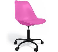 Iconik Interior Tulip Style Silla de oficina con ruedas - Silla de oficina giratoria - Estructura negra Tulipán fucsia
