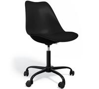 Iconik Interior Tulip Style Silla de oficina con ruedas - Silla de oficina giratoria - Estructura negra Tulipán negro