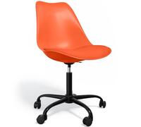 Iconik Interior Tulip Style Silla de oficina con ruedas - Silla de oficina giratoria - Estructura negra Tulipán Naranja