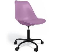 Iconik Interior Tulip Style Silla de oficina con ruedas - Silla de oficina giratoria - Estructura negra Tulipán Púrpura Pastel