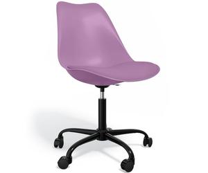 Iconik Interior Tulip Style Silla de oficina con ruedas - Silla de oficina giratoria - Estructura negra Tulipán Púrpura Pastel