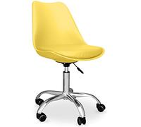 Iconik Interior Tulip Style Silla de oficina con ruedas - Silla de oficina giratoria - Tulipán Amarillo