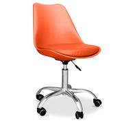 Iconik Interior Tulip Style Silla de oficina con ruedas - Silla de oficina giratoria - Tulipán naranja