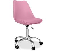 Iconik Interior Tulip Style Silla de oficina con ruedas - Silla de oficina giratoria - Tulipán rosa pálido
