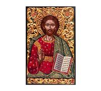 Icono del siglo 18 de Jesucristo (19 x 30 cm)