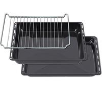 ICQN Set de Bandejas de Horno 44,5x37,5 cm 2,5 cm + 5 cm + Rejilla, Compatible con Candy, Rosières y Hoover, Bandejas Esmaltadas para Horno