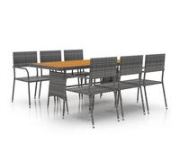 Idaxl Juego De Comedor De Jardín 7 Piezas Ratán Sintético Gris Vidaxl