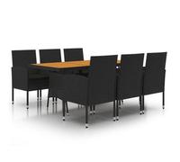 Idaxl Juego De Comedor De Jardín 7 Piezas Ratán Sintético Negro Vidaxl