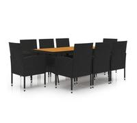 Idaxl Juego De Comedor De Jardín 9 Piezas Ratán Sintético Negro Vidaxl