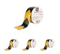 IDEA HOME Cinta de Marcado Autoadhesiva 50 mm x 5 m - Cinta de Advertencia con Rayas Reflectantes y Flechas - Marcaje de Suelo y Seguridad en Amarillo/Negro (Paquete de 4)