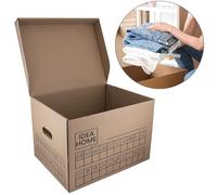 Idea Home MOOVE Cajas de Mudanza Set de 12 - Cajas Resistentes 30 kg - Cartón Ondulado 5 Capas 420 g/m² - con Tapa, Asas y Campos de Etiqueta - Incluye Marcador