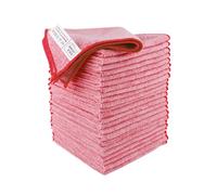 IDEA HOME Set 24 Paños Microfibra Rojos 230 g/m² 30x30 cm, Bayetas Absorbentes Reutilizables para Limpieza
