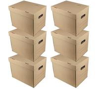 IDEA HOME STOREA IDEA Set de 6 Cajas de Archivo A4 con Tapa, Cajas de Cartón Apilables para Documentos, Almacenamiento y Mudanza