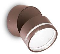 Ideal Lux 285498 OMEGA ROUND, aplique de pared exterior LED, diámetro 90 mm, 7W, 650 lúmenes, 4000K, IP54, color café