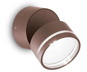 Ideal Lux 285498 OMEGA ROUND, aplique de pared exterior LED, diámetro 90 mm, 7W, 650 lúmenes, 4000K, IP54, color café