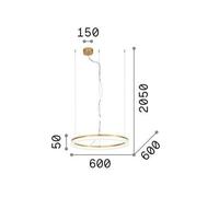 Ideal Lux Lámpara colgante LED Crown Ø 60 cm, metal color latón