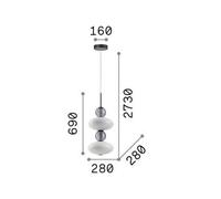 Ideal Lux Lámpara colgante LED Lumiere-2, cristal opal/gris