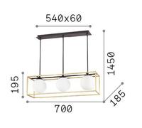 Ideal Lux lámpara colgante Lingotto, 3 luces, una jaula, negro