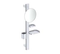 Ideal Standard ALU+ - Espejo cosmético con estante y vaso para cepillos y pasta de dientes, plata BD589SI