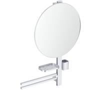 Ideal Standard ALU+ Espejos, Combinación de Accesorios L, con Espejo cosmético de Ø 508 mm y estantes Ajustables, Fabricado con un 100% de Aluminio Reciclado - Plata (640x145.5x817 mm)