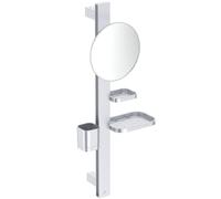 Ideal Standard ALU+ - Espejo cosmético con estante y vaso para cepillos y pasta de dientes, plata BD589SI
