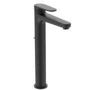 Ideal Standard Cerafine O Nuovo Grifo lavabo, altura caño 247 mm, 3,8l/min, con desagüe, FirmaFlow, tecnología BlueStart - Negro Mate (48x184,5x292mm)