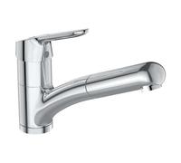 Ideal Standard BC143AA Ceraflex - Grifo mezclador de cocina monomando de apoyo sobre fregadero, ducha orientable y extraíble, cromado