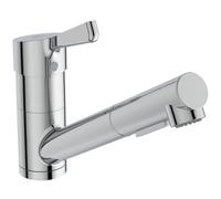 Ideal Standard Ceralife Grifo de cocina, Altura de salida 120 mm - Cromo | Tecnología BlueStart, tecnología de ahorro de agua con sistema de clic, ducha de mano de 2 funciones, giro de 360°